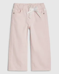 Mini Girls Pink Lace Bow Wide Leg Jeans
