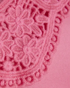Mini Girls Pink Lace Collar Bow Back Dress