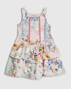 Mini Girls Pink Patchwork Cotton Dress