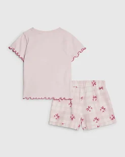 Mini Girls Pink Puppy Pyjamas Set