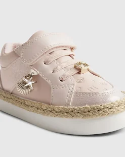 Mini Girls Pink Raffia Trainers