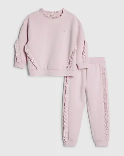 Mini Girls Pink RI Frill Sweatshirt Set
