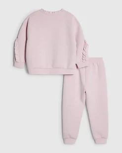 Mini Girls Pink RI Frill Sweatshirt Set