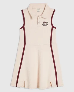 Mini Girls Pink Rib Polo Dress