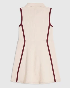 Mini Girls Pink Rib Polo Dress