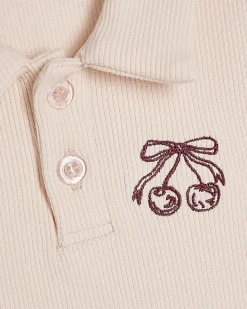 Mini Girls Pink Rib Polo Dress