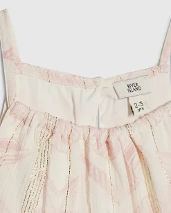 Mini Girls Pink Shell Print Tiered Dress
