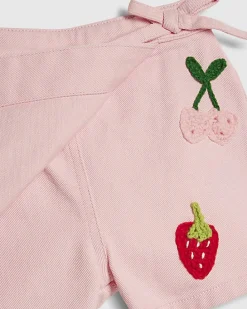 Mini Girls Pink Strawberry Crochet Skort