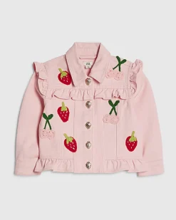 Mini Girls Pink Strawberry Crochet Jacket