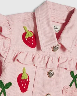 Mini Girls Pink Strawberry Crochet Jacket