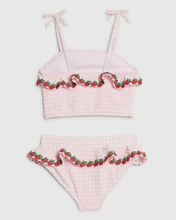 Mini Girls Pink Strawberry Tankini Set