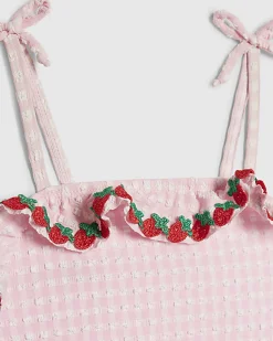 Mini Girls Pink Strawberry Tankini Set
