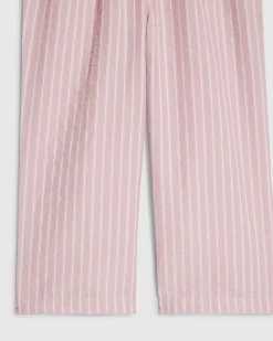 Mini Girls Pink Stripe Wide Leg Trousers