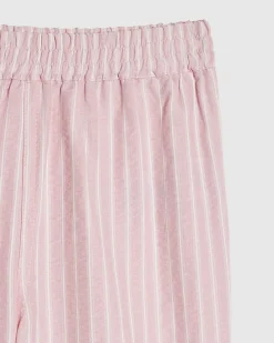 Mini Girls Pink Stripe Wide Leg Trousers