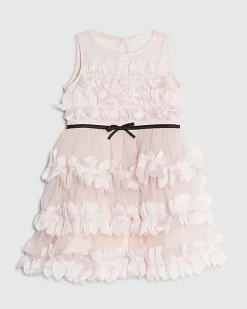Mini Girls Pink Tiered Tulle Dress