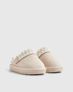 Mini Girls Pink Whipstitch Strap Slippers