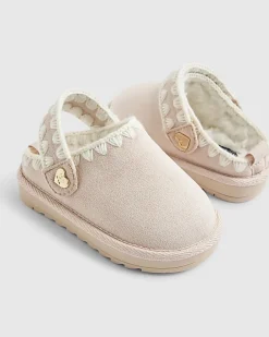 Mini Girls Pink Whipstitch Strap Slippers