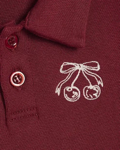 Mini Girls Red Rib Polo Dress