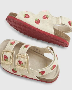 Mini Girls Red Strawberry Footbed Sandals