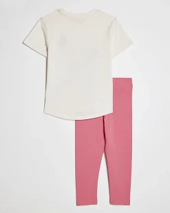 Mini Girls White Badge T-Shirt Set