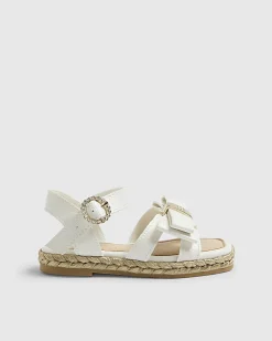 Mini Girls White Bow Espadrille Sandals