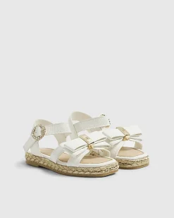 Mini Girls White Bow Espadrille Sandals