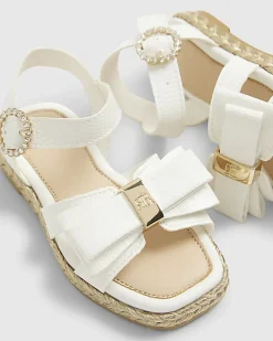 Mini Girls White Bow Espadrille Sandals