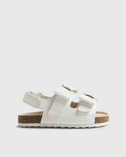 Mini Girls White Bow Footbed Sandals