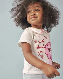 Mini Girls White Collar T-Shirt Denim Set