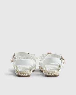 Mini Girls White Double Bow Sandals