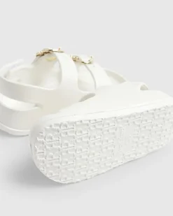 Mini Girls White Double Strap Moulded Sandals