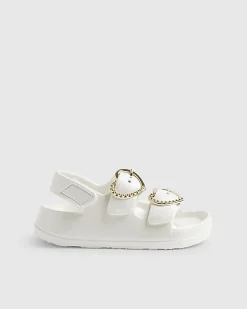 Mini Girls White Double Strap Moulded Sandals