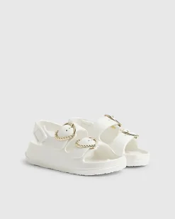 Mini Girls White Double Strap Moulded Sandals