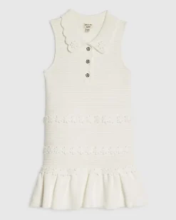 Mini Girls White Floral Polo Dress