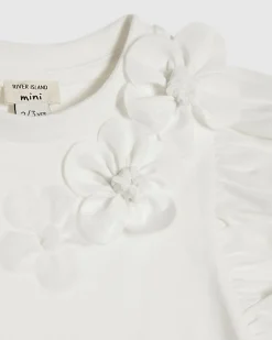 Mini Girls White Frill Sleeve T-Shirt Set