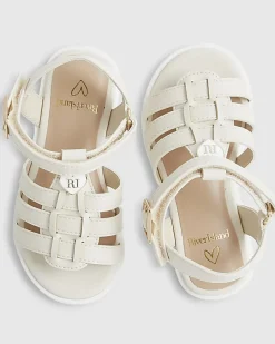 Mini Girls White Heart Caged Sandals