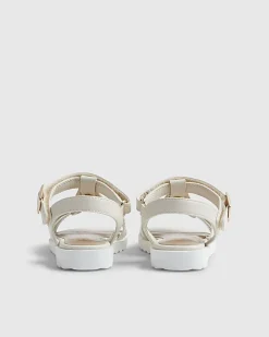 Mini Girls White Heart Caged Sandals