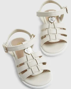 Mini Girls White Heart Caged Sandals