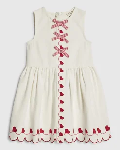 Mini Girls White Heart Embroidered Dress