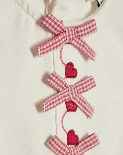 Mini Girls White Heart Embroidered Dress
