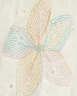 Mini Girls White Rainbow Whipstitch Top Set