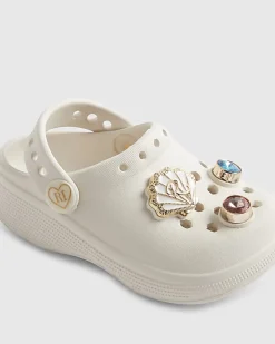 Mini Girls White Shell Clogs