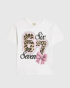Mini Girls White Six Seven 67 T-Shirt