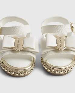 Mini Girls White Snake Bow Espadrille Sandals