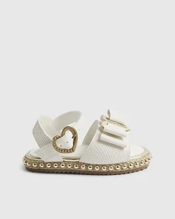 Mini Girls White Snake Bow Espadrille Sandals