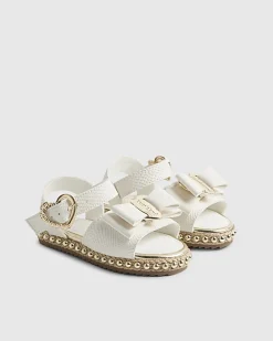 Mini Girls White Snake Bow Espadrille Sandals