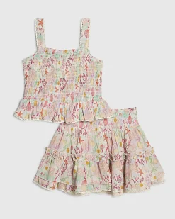Mini Girls White Under The Sea Top Set
