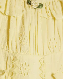 Mini Girls Yellow Broderie Rosette Dress