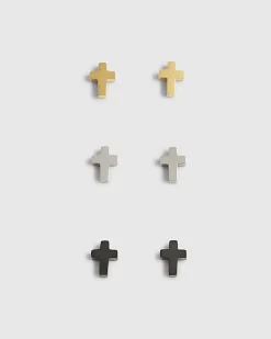 Multicoloured Cross Pack Of 3 Stud Earrings