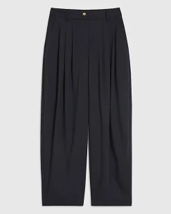Navy Barrel Leg Trousers